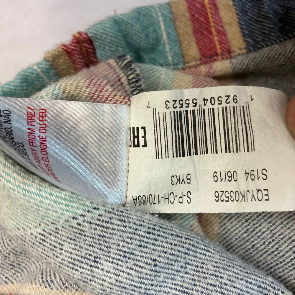 Quiksilver Baja Hoodie Men S Teal Blue Red Striped Pullover Anorak Surf Shirt
